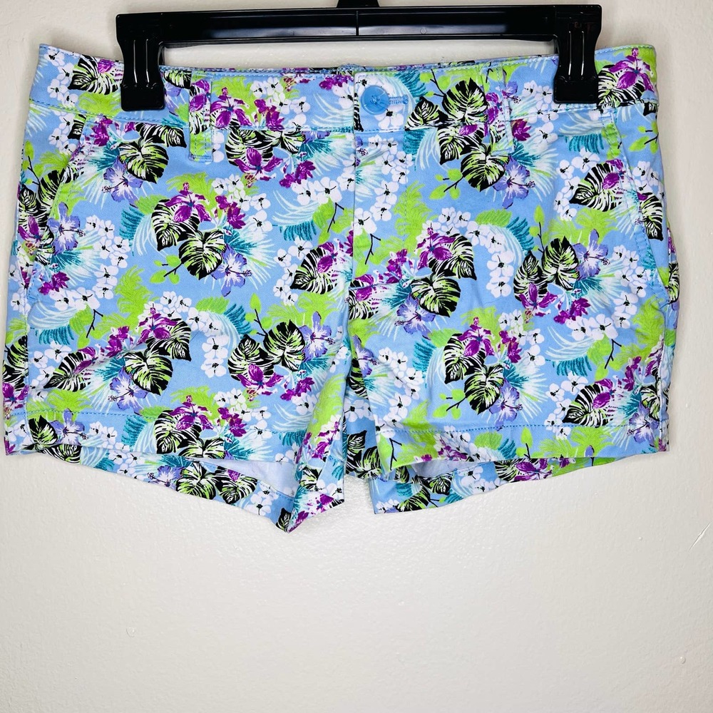 Victoria's Secret Blue Tropical Floral Jean Shorts